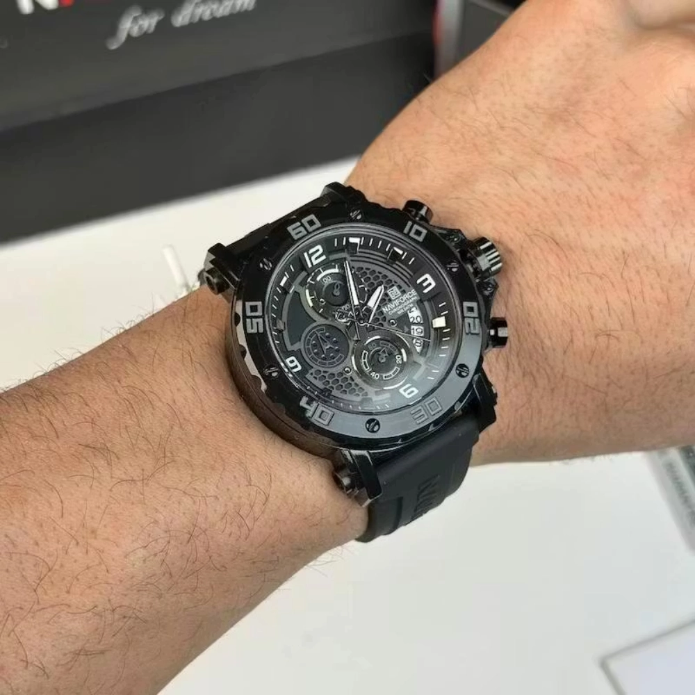 Naviforce 7123 Black Men’s Quartz Wrist Watch - Image 3