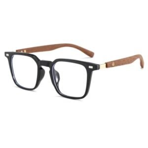 Premium Black & Wood Style Eyeglass Frame  যেখানে আধুনিক ডিজাইন ও প্রিমিয়াম লুক একসাথে।